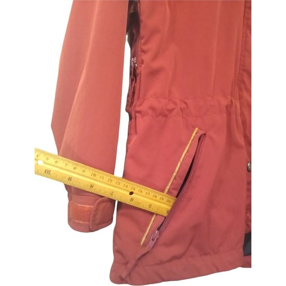 LL Bean Vintage 90's Nordic Womens Red Hooded Coat Full Zip Jacket Pockets Small - Picture 4 of 11